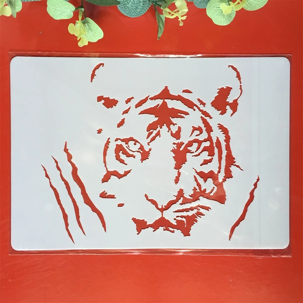 A4 Тигр DIY наслоения Трафареты окрашивания Скрап окраска тиснильный альбом декоративная открытка шаблон