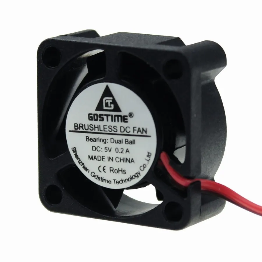 

1Pcs Gdstime Mini DC 5V 2Pin 2.5cm 25mm 25x25x10mm 2510 Small Brushless Cooling Fan Ball Bearing
