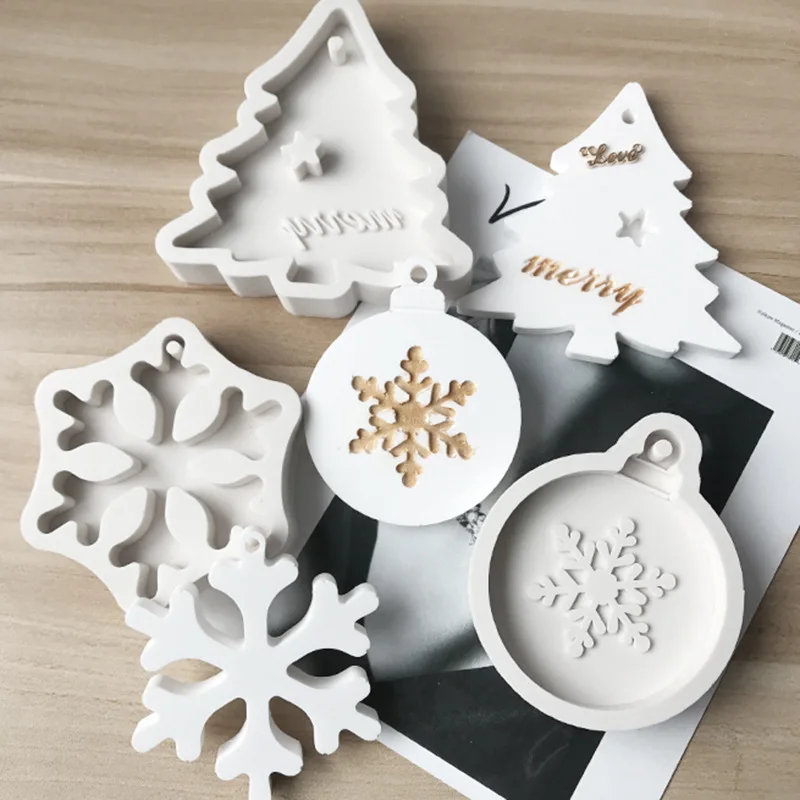 

Christmas Tree Aromatherapy Wax Silicone Mold Snowflake Elk DIY Aroma Gypsum Plaster Silicone Mould For Car Pendant k144