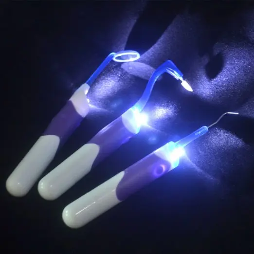 3Pcs Teeth Cleaning Kit LED Light Oral Mirror Hook Tooth Grinding