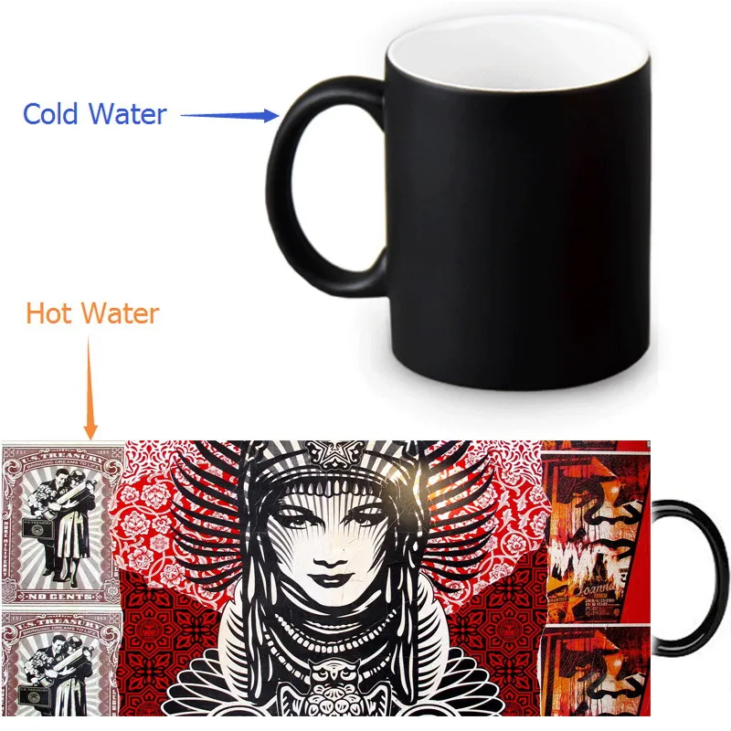Красивая Волшебная кофейная кружка Shepard Fairey с граффити меняющая цвет молочные
