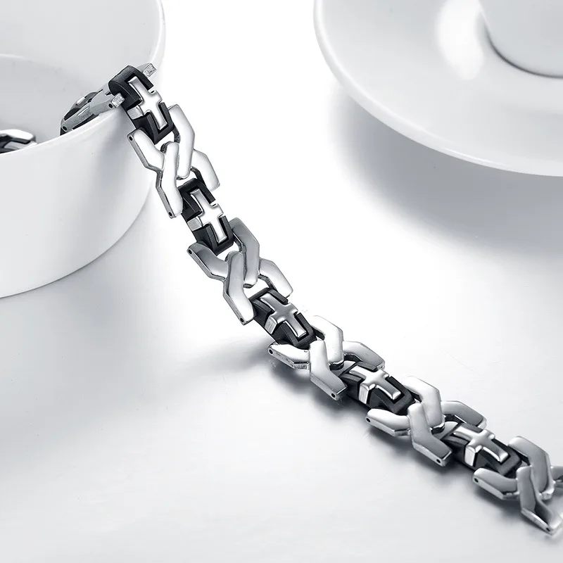 2018 панк Иисус крест Браслеты нержавеющей стали Для мужчин Jewelry мужской Шарм