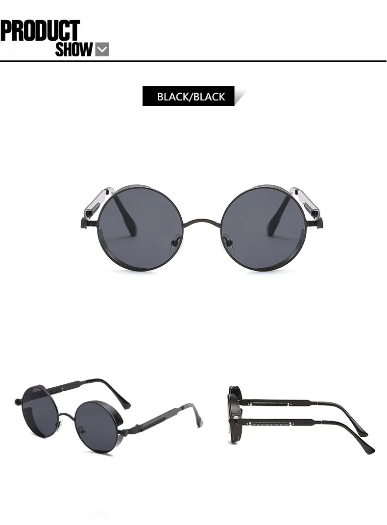 Круглые металлические солнцезащитные очки стимпанк для мужчин и женщин, модные очки, брендовые дизайнерские Ретро Винтажные Солнцезащитные очки UV400