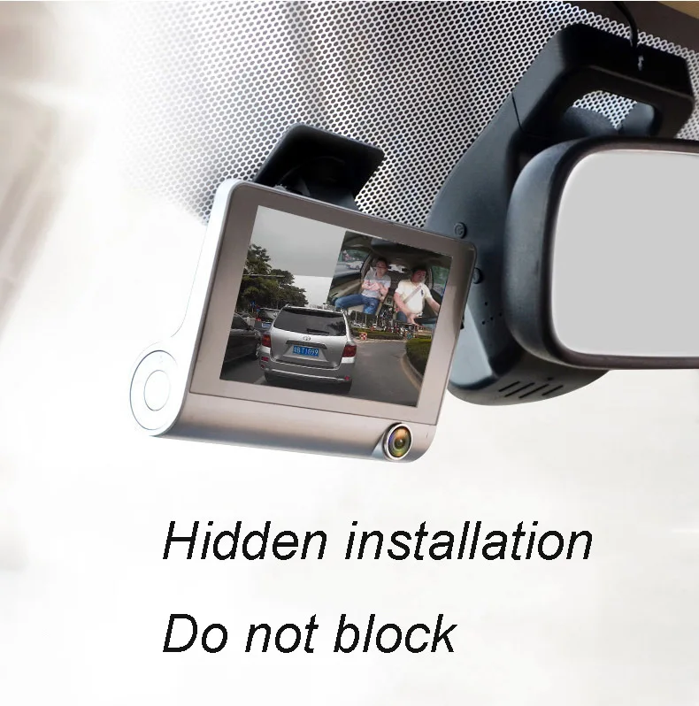

4 Inch Three Way Car DVR FHD Three Lens Video Recorder Camera 170 Wide Angle Dash Cam G-Sensor And Night vision Camcorder