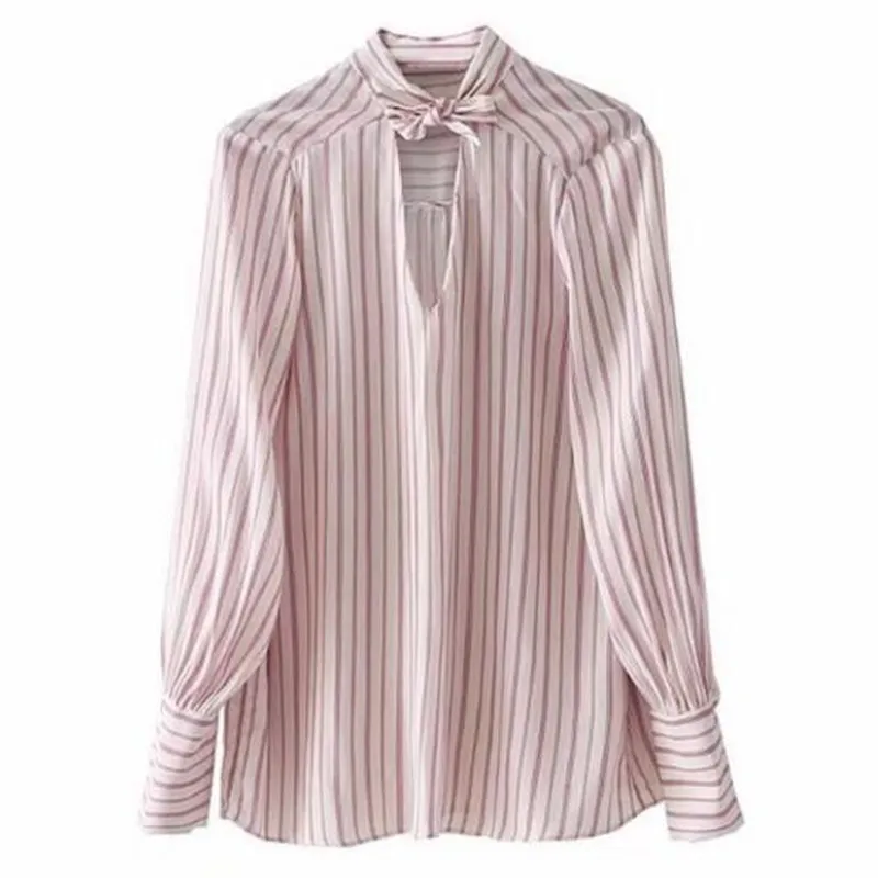 tie collar hollow out printed long sleeve blouse tie collar hollow out printed long sleeve blouse