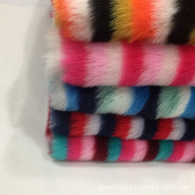 

Faux fur plush imitation rabbit fur horizontal strip jacquard fabric(25mm pile long)