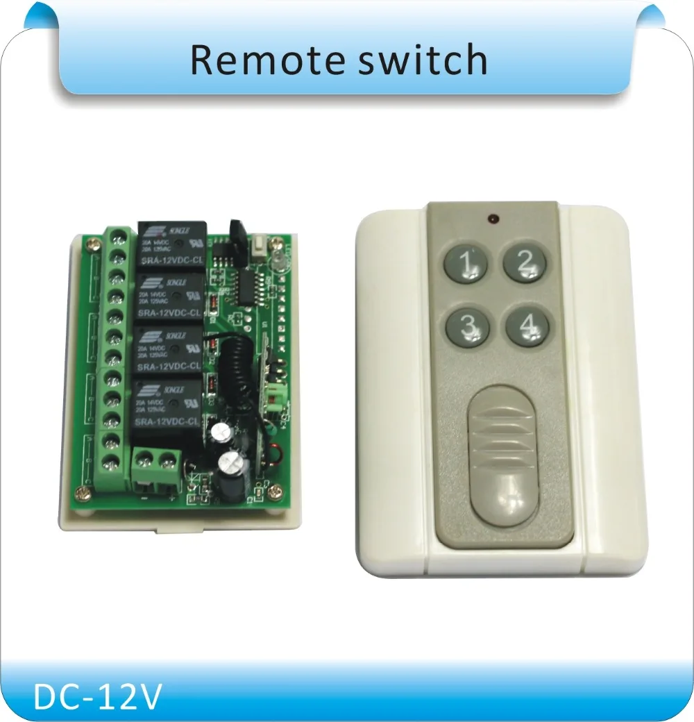 

Wireless remote control switch / 4 button 200M remote switch control DC12/24V 4 road relay switch output multi-function switch