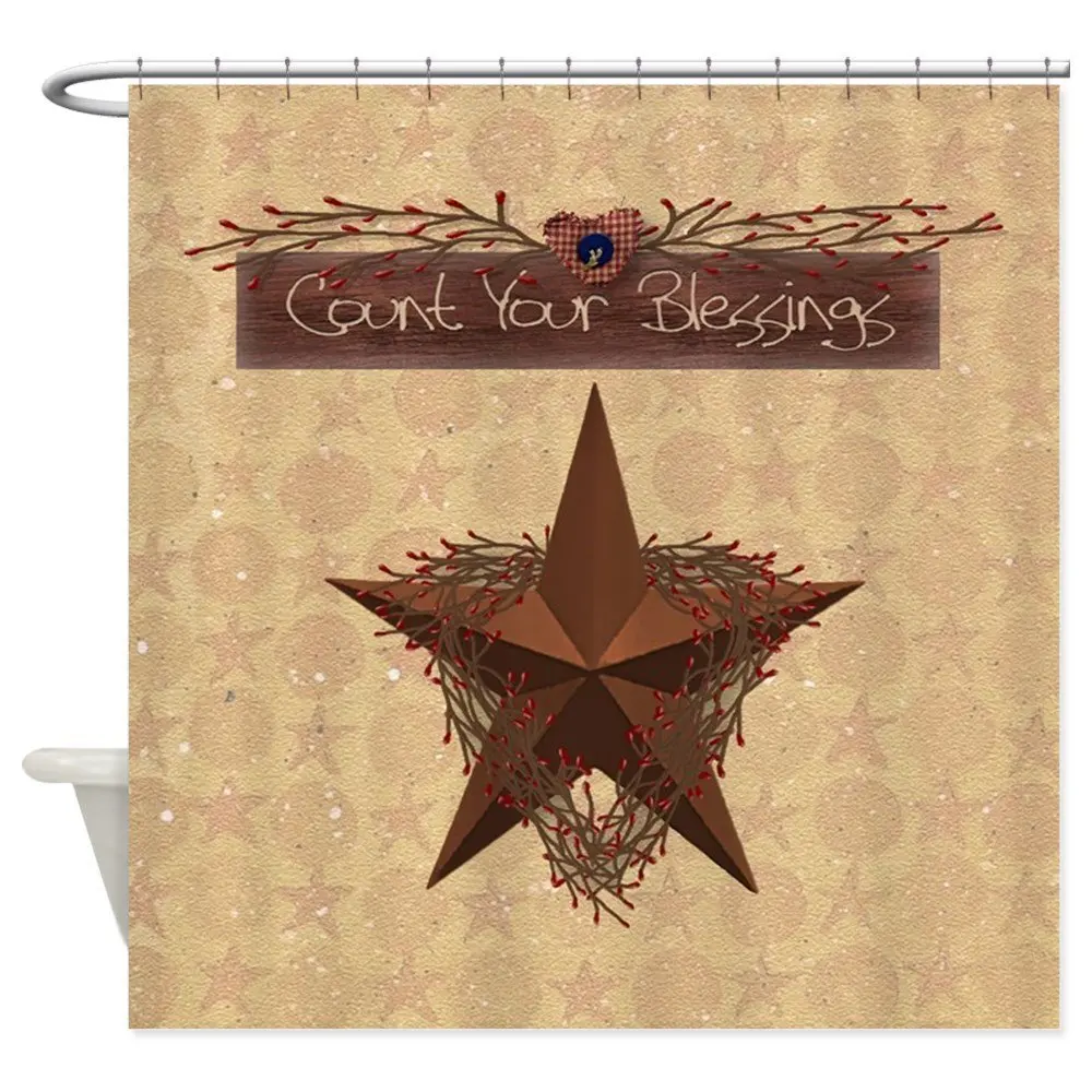 Primitive Star Decorative Fabric Shower Curtain For Bathroom Waterproof