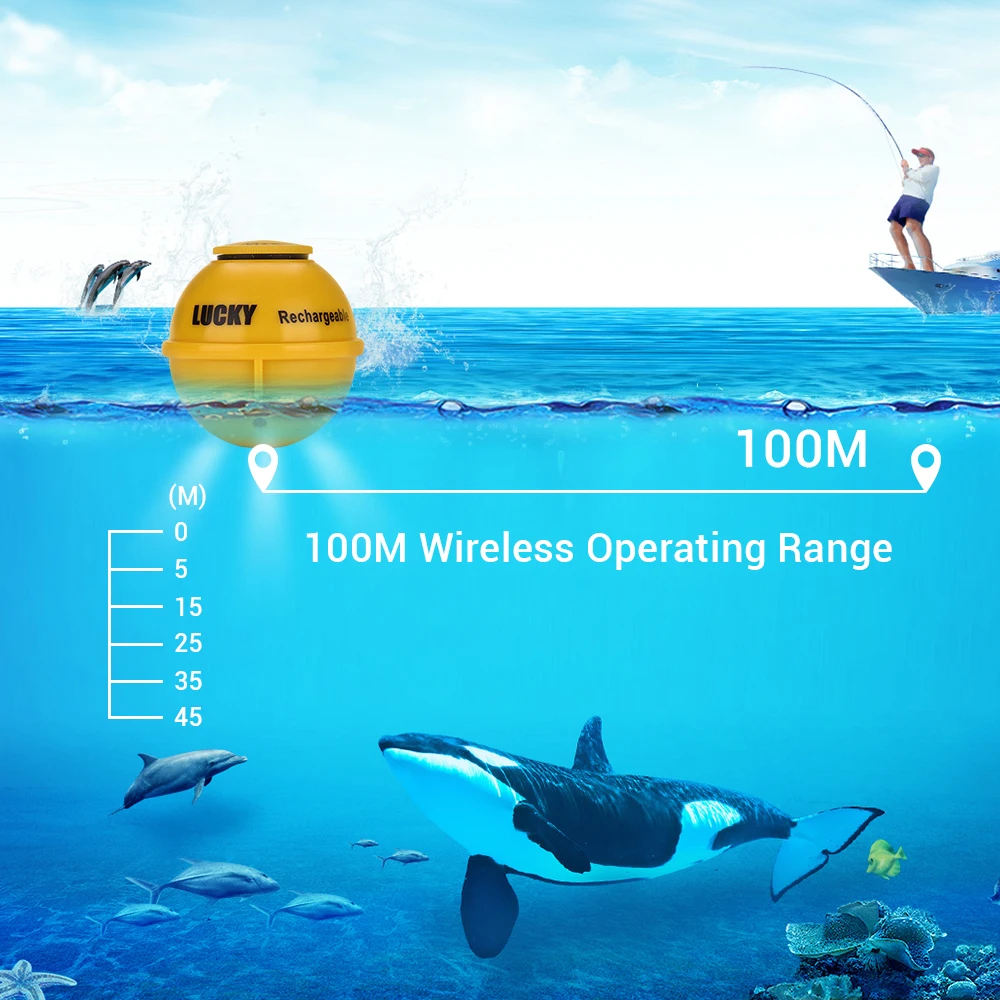 LUCKY FF718LiC WLA 45 м/147 футов Sonar Глубина водостойкий рыболокатор беспроводной