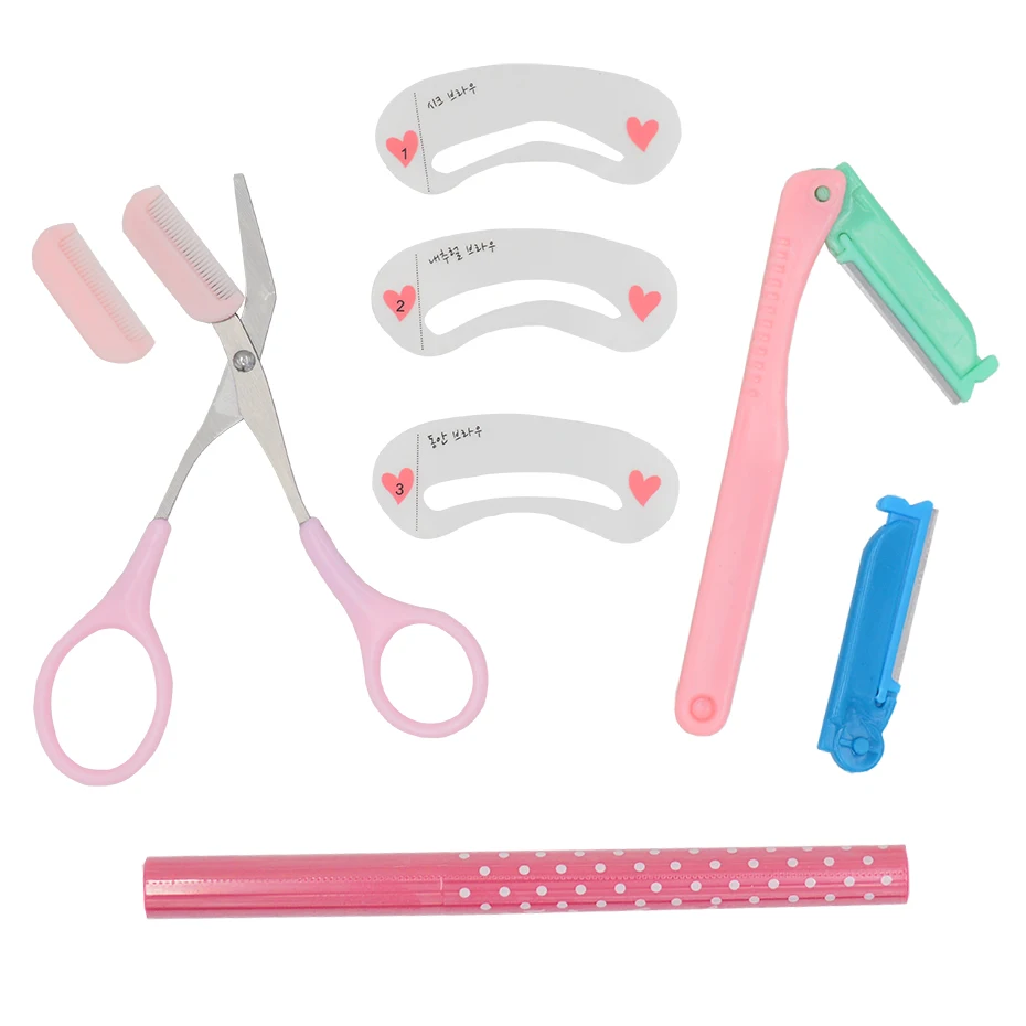 

Multifunction Eye brow 4 in 1 Makeup Tool Set Eyebrow Shaping Shaving Trimmer Eyebrow Enhancer Drawing Stencil Cosmetic Tool Kit