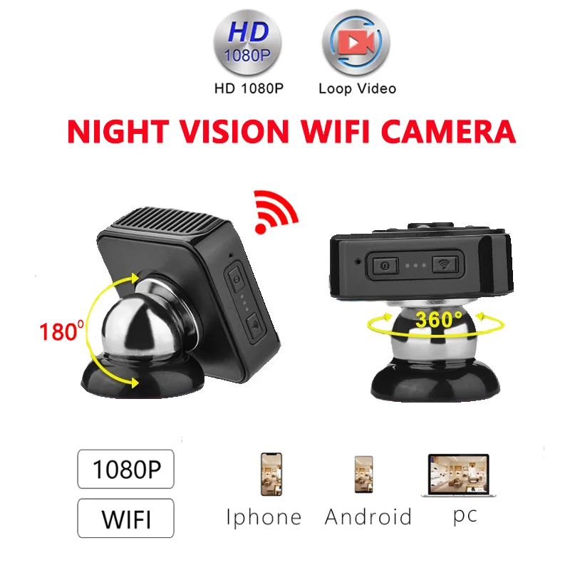 HD1080P 360 градусов вращения WiFi IP мини камера Espia Видео рекордер Цифровая видеокамера