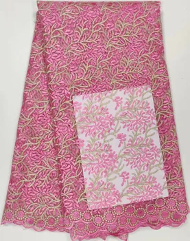 

Hot sale 5yards gold lace fabric french lace fabric african lace fabric 2019 high quality nigerian lace fabrics for dress WH-B34