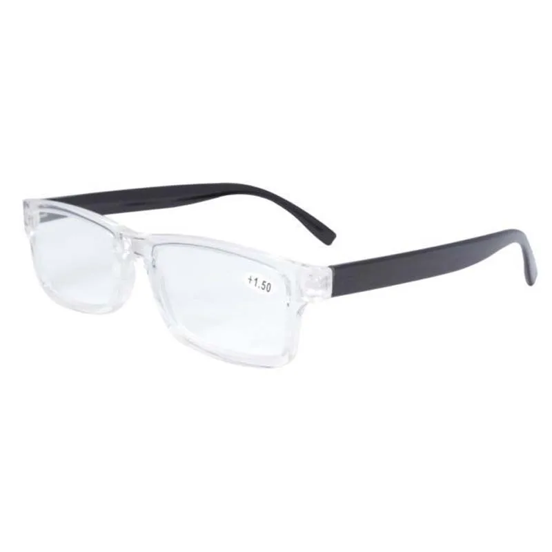 FR003 Black/Clear Fashion Quality Plastic Frame Reading Glasses With