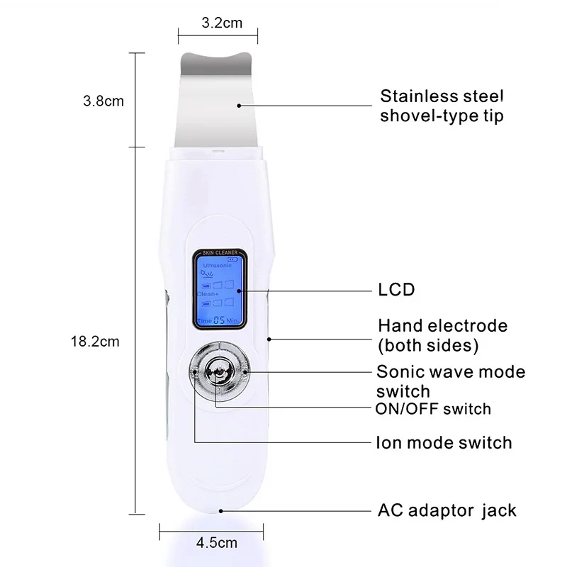 Máquina da Beleza Purificador da Pele Cuidados de Clareamento Rejuvenescimento da Pele Recarregar Ultrasonic Essencial Rosto Purificador Peeling Remoção 10 Cheap Utensílios de cuidado facial