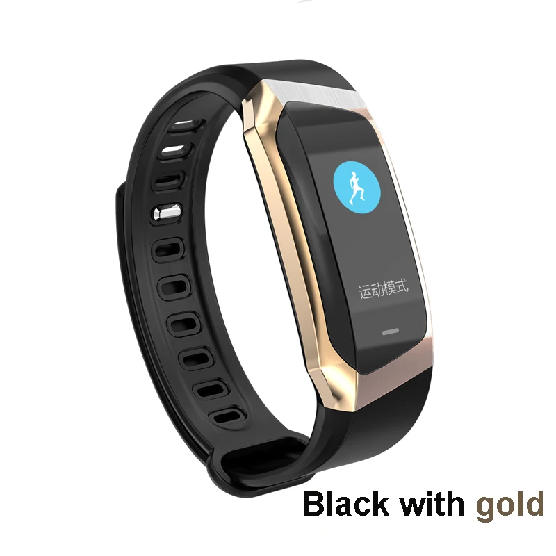 Смарт-браслет IP67 Водонепроницаемый измеритель артериального давления кислородный пульсометр спортивный фитнес-браслет трекер Смарт-часы E18 умные часы - Цвет: Black gold
