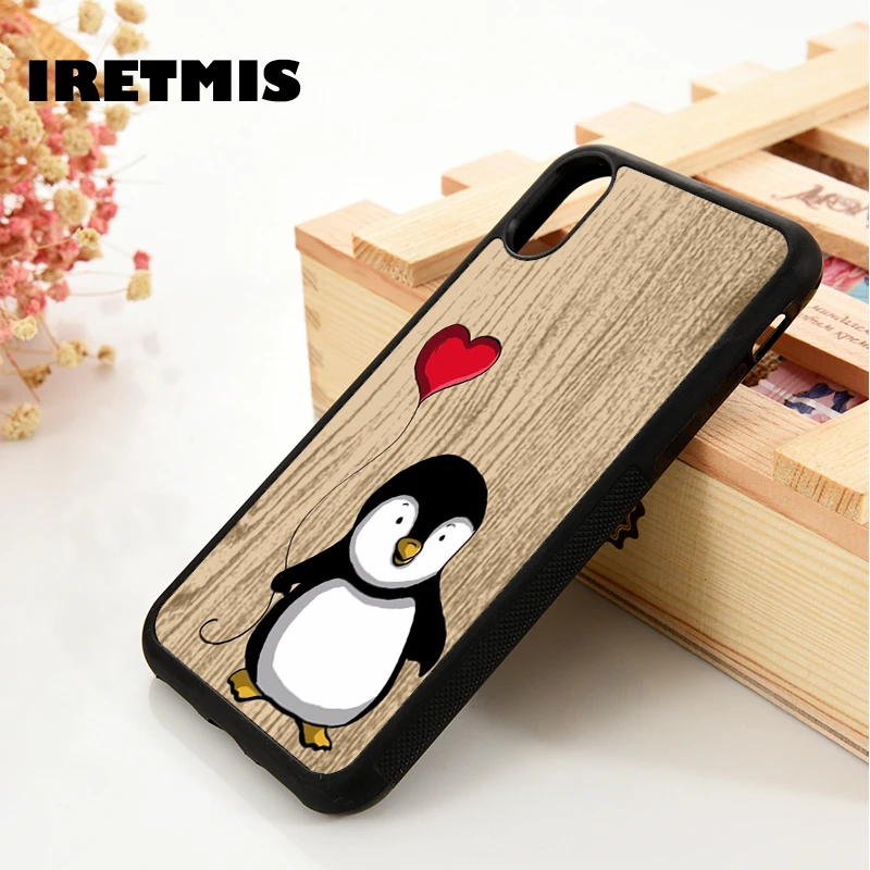 

Iretmis 5 5S SE 6 6S phone case cover for iPhone 7 8 plus X Xs Max XR Penguin bird love heart animal pattern cute cartoon