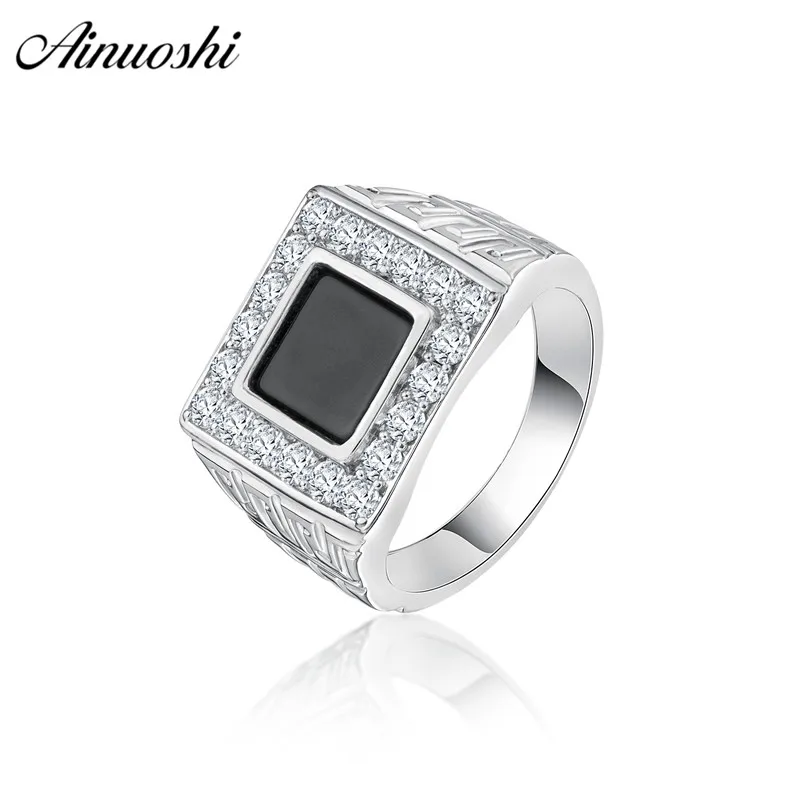 Ainoushi Fashion 925 Sterling Silver Men Wedding Engagement Ring