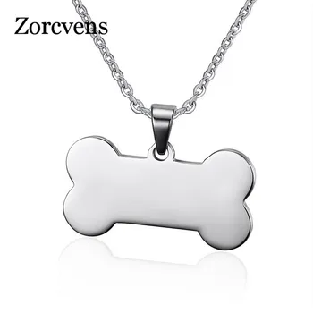 ZORCVENS Bone Shaped Pendant Necklace Stainless Steel Dog Tag Necklace Dotes On Pet Love Jewelry 1