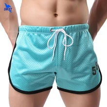 Мужские спортивные шорты, быстросохнущие, дышащие, сетчатые, пляжная одежда, однотонные пляжные шорты, шорты для фитнеса, бега, серфинга