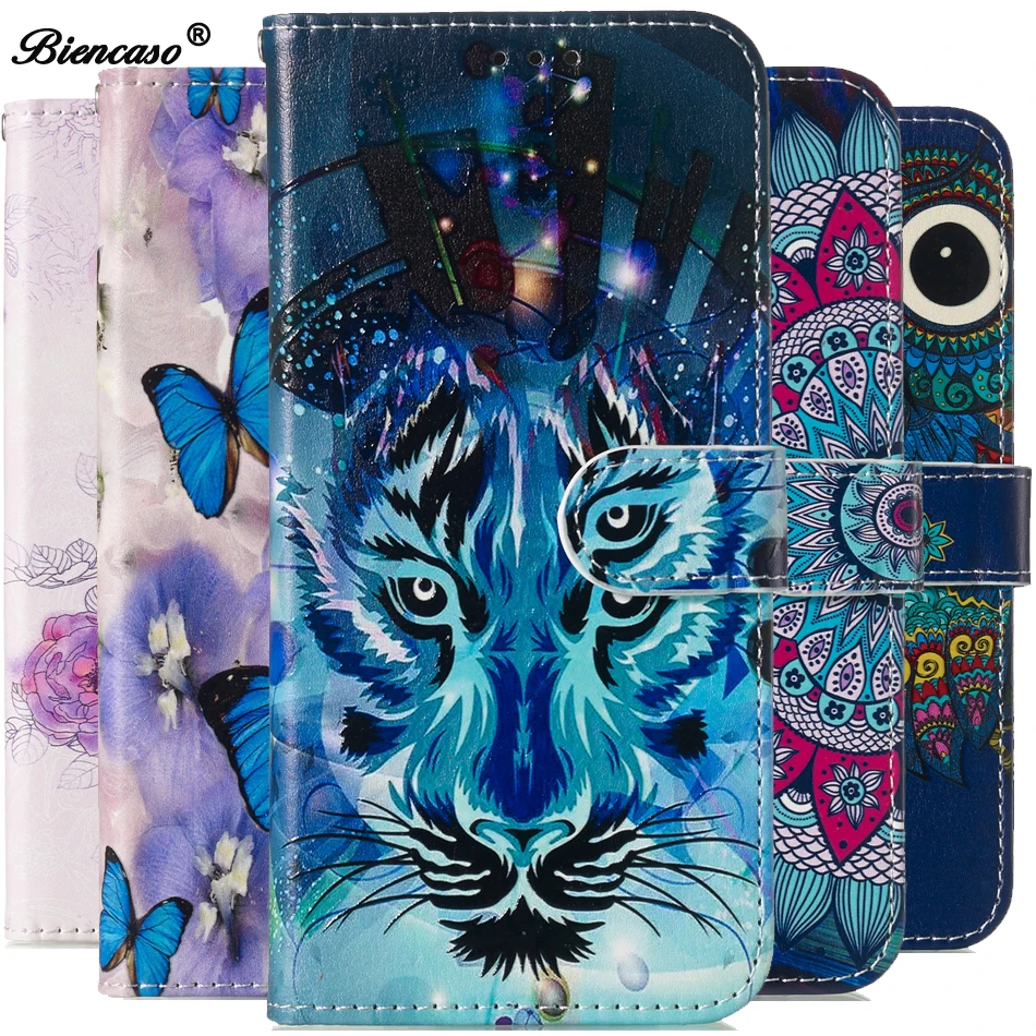 

Phone Case For Samsung Galaxy A5 2018 A7 A8 Plus A9 A9s A920 A750 A730 A530 J8 2018 PU Leather Flower Painted Cover Flip Wallet