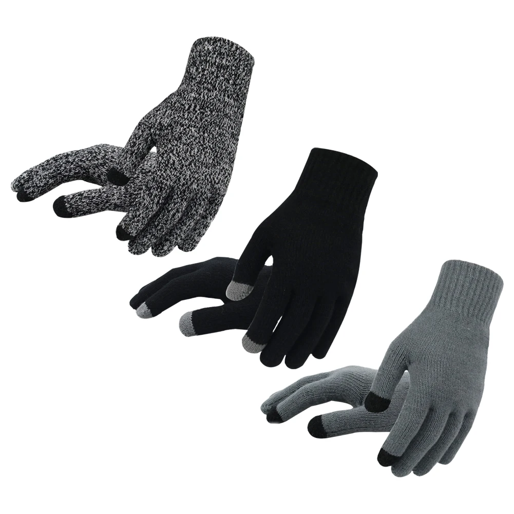 Мисс М перчатки зима и осень Вязаная Для женщин Для мужчин Сенсорный экран открытый перчатки теплые одноцветные перчатки для путешествий и