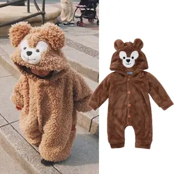 

PUDCOCO Newest Lovely Newborn Baby Boys Girls Fleece Hooded Jumpsuit Winter Warm Bodysuits Casual Aniaml Outfits 0-24M