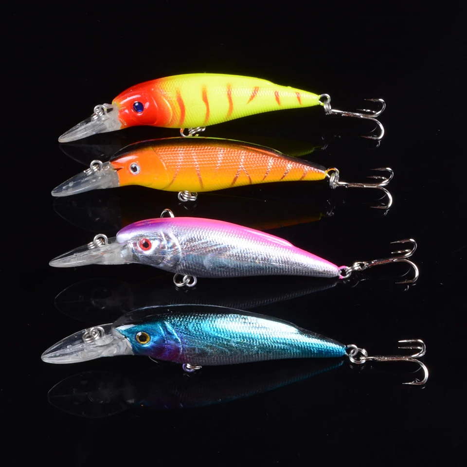 4pcs 10.5cm 14g 8 Colors Fishing Lure Artificial Plastic Minnow Crankbait Carp Fishing All Bait