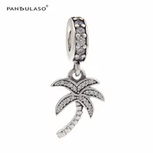 Auténtica plata de ley 925 perlas de palm tree cuelga charm con cz de la manera diy joyería adapta estilo pandora pulseras fl230