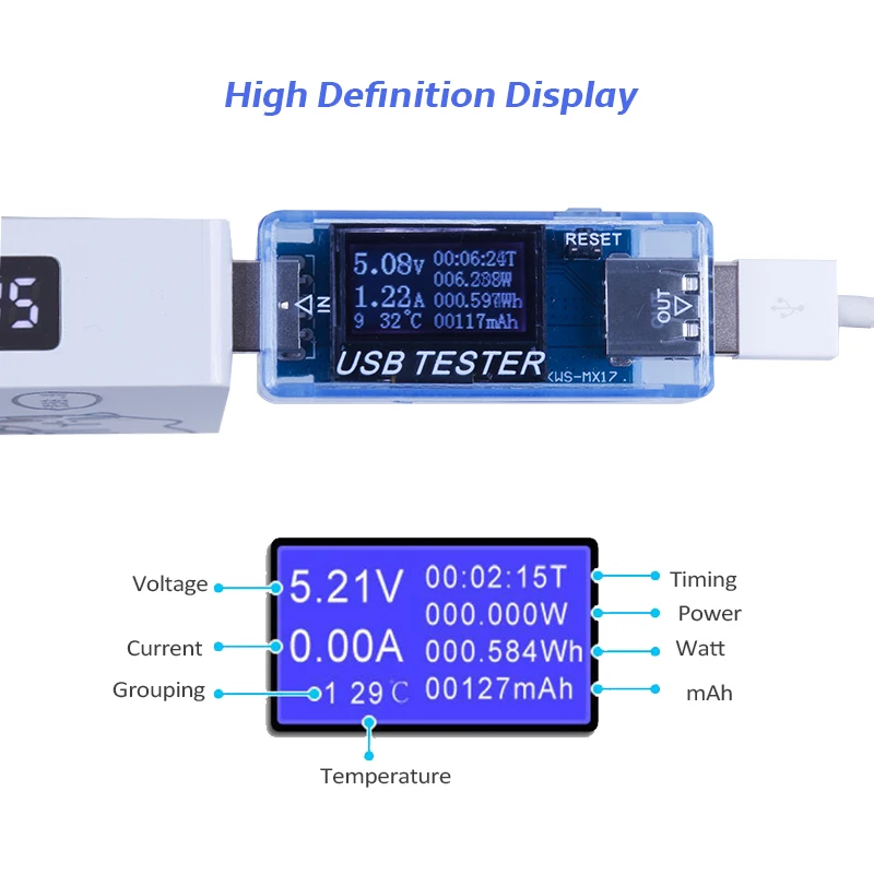 USB батарея тестер постоянного тока цифровой вольтметр power Bank Ток Напряжение доктор зарядное устройство Емкость Вольт тестер метр амперметр