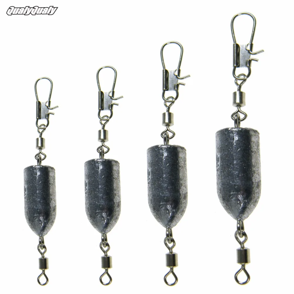 10Pcs Fishing Swivels Snaps Lead Sinker Combo Drilled Fishing Lead
