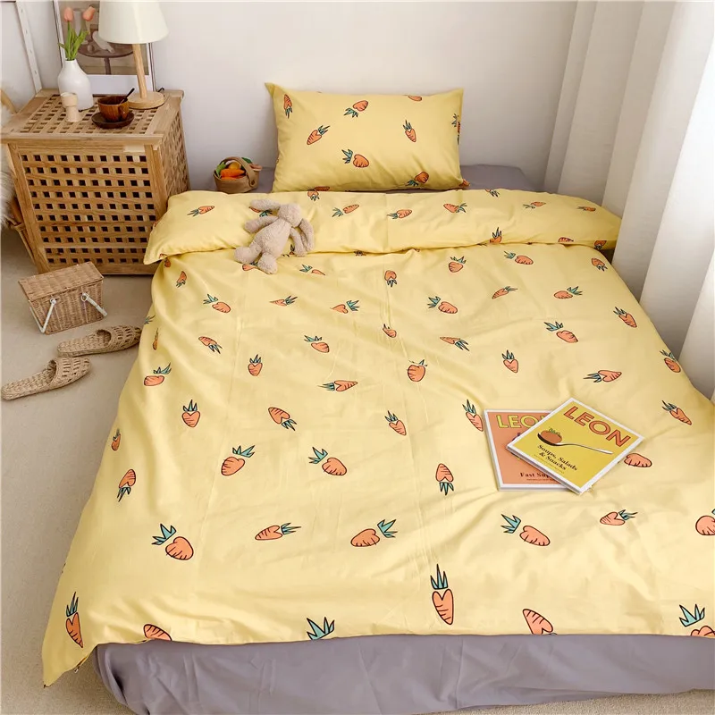 Multi color bedding Queen Twin size Duvet Cover 100%Cotton Bedding Set for Kids Youth Ultra soft bedsheets linen fitted sheet