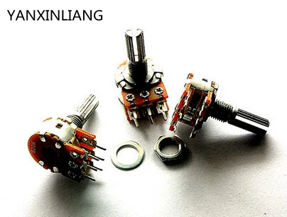 10 PCS B50K Shaft=15MM 50K ohm Dual Double Rotary Potentiometer | Электронные компоненты и принадлежности