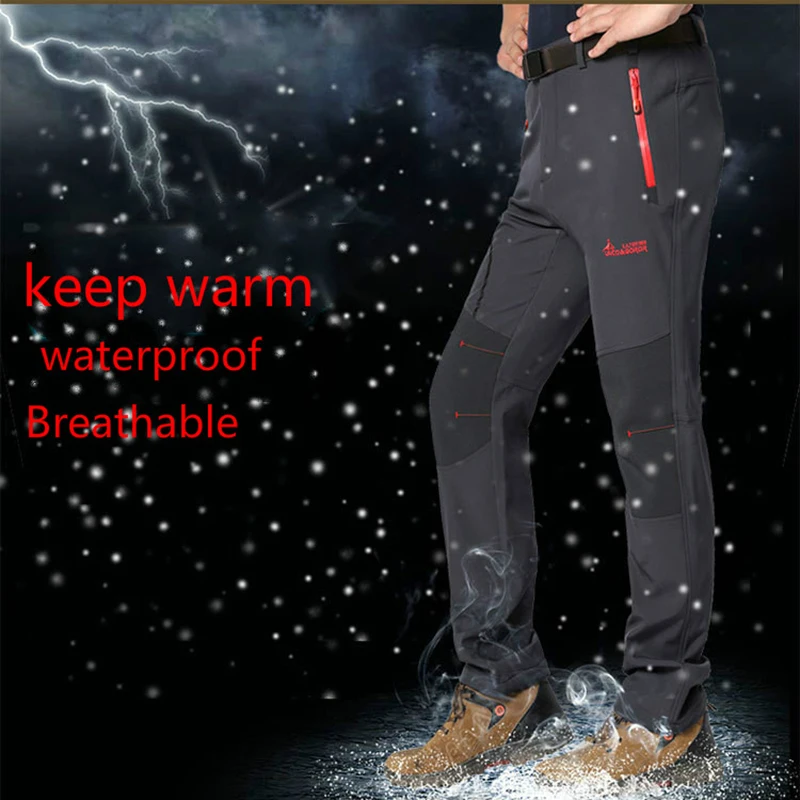 

Men's Softshell Hiking Pants Women Winter Outdoor Sports Warm Camping Trekking Trousers Thick Windproof Skiing Pants Plus Size