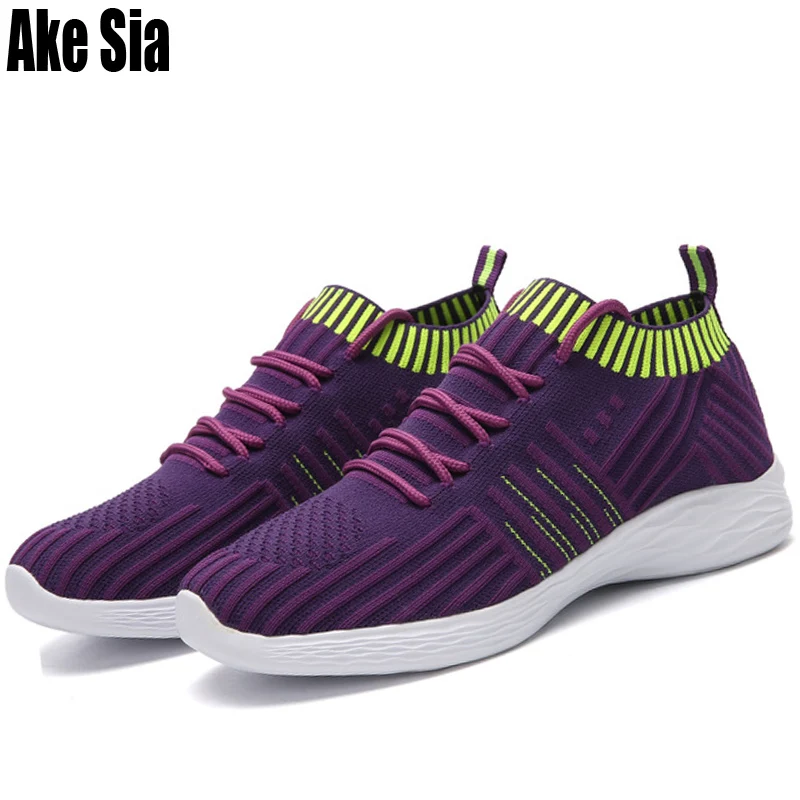 

Ake Sia Korean Style Knitting Mesh Air Breathable Women Fashion Casual Female Mujer Plimsolls Zapatillas Flat Leisure Shoes A282
