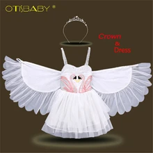 Платье с фламинго и лебедем для девочек платье для дня рождения для маленьких девочек 1 год Bebe/розовое платье феи с крыльями ангела детское платье на бретельках для крещения