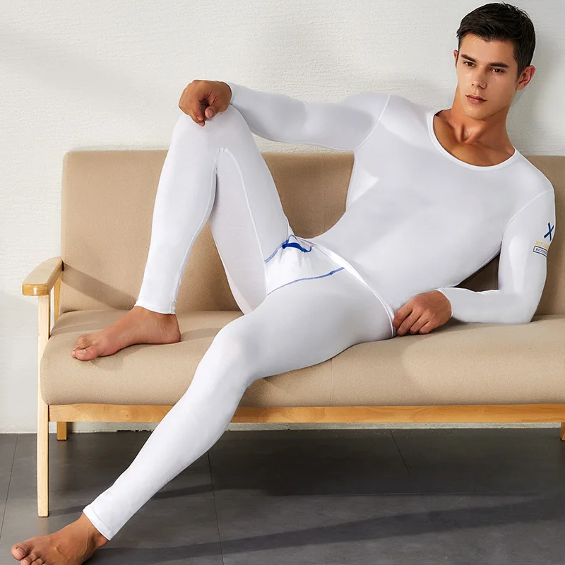 

Men Cotton Long john Set boy's New Winter Compression Thermal Underwear Men Fashion Elastic Fitness Crossfit Male Trousers BLACK