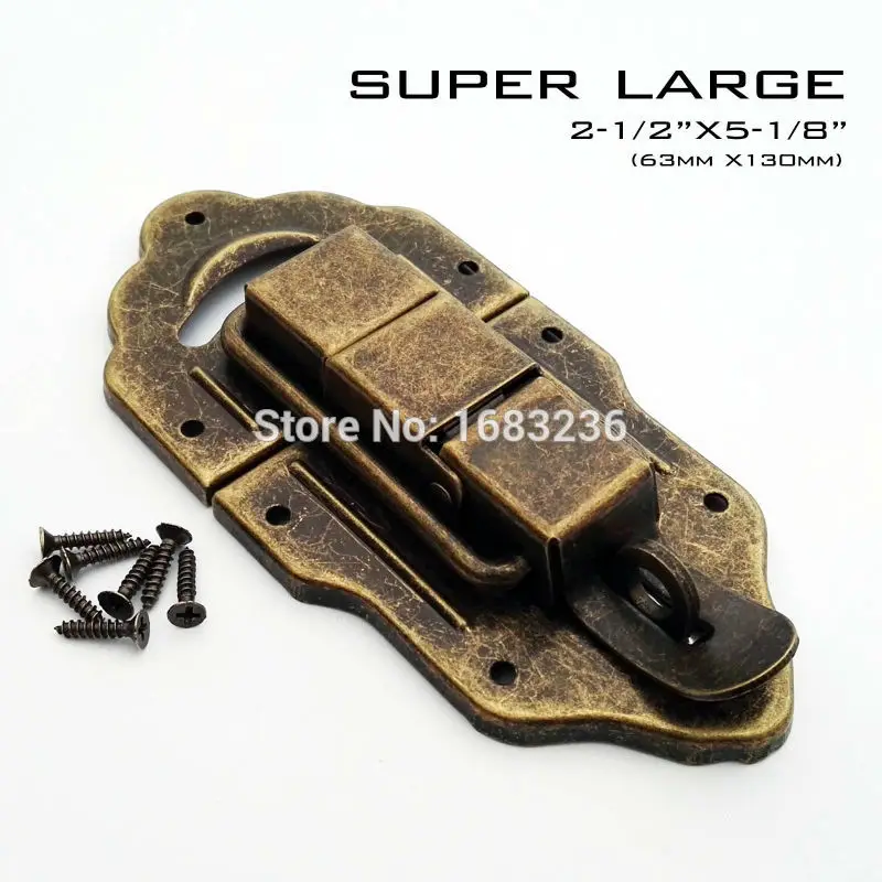 

Antique brass Super Large Heavy Duty Lockable Trunk Toggle Catch Jewelry Chest Wooden Wine Box Case Suitcase Hasp Latch 63x130mm