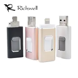 Richwel USB Flash Drive 32 GB для iPhone X 8 7 6 6s 64 GB OTG USB флешки для Lightning iOS USB флэш-памяти 16 GB флэш-накопитель
