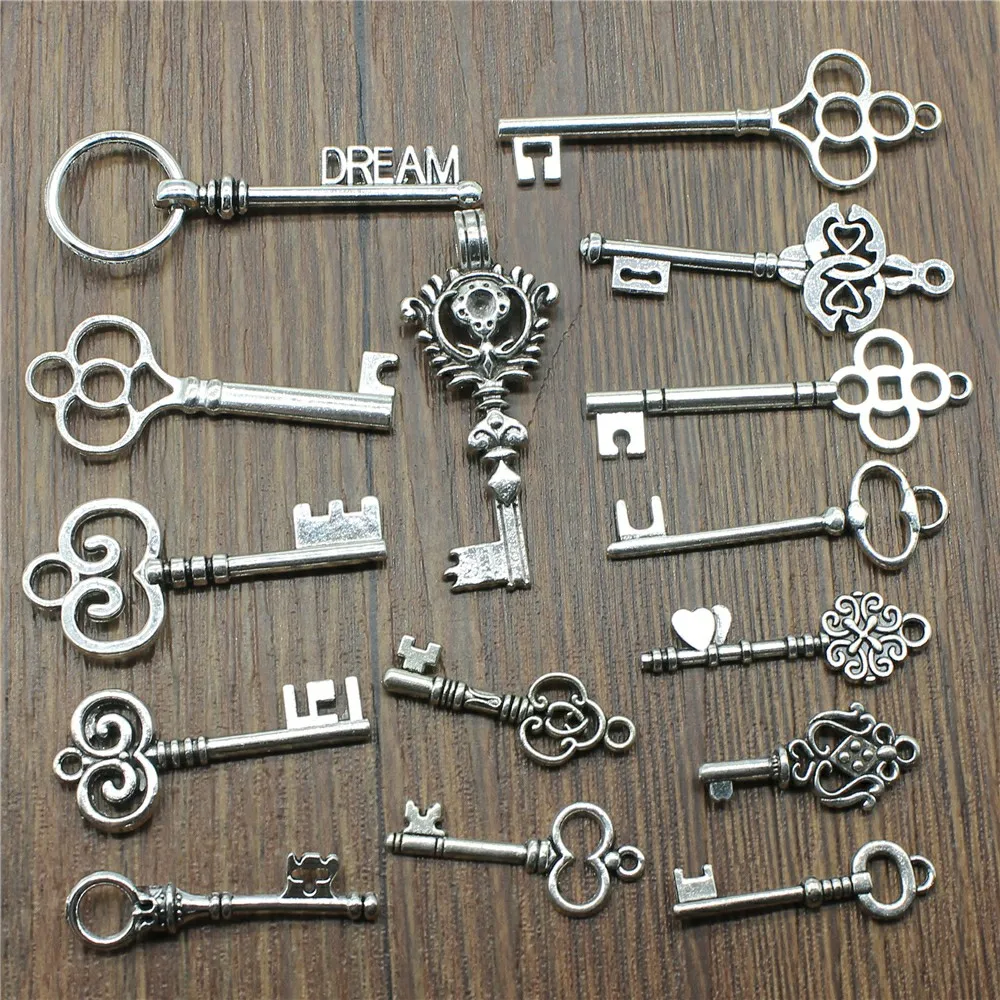 

3 Piece Mix Antique Silver Color Vintage Key Pendants Jewelry Accessories Retro Key Charm Charm For Jewelry Making DIY Charm