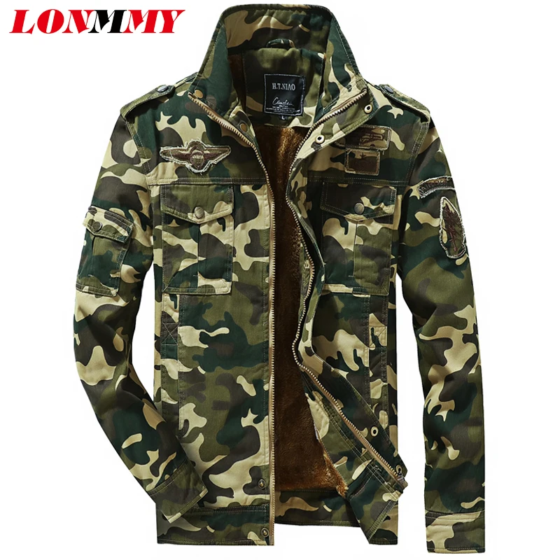 LONMMY Outerwear winter jacket men Velvet thickened liner Streetwear windbreaker Camouflage mens jackets and coats army green LONMMY Outerwear winter jacket men Velvet thickened liner Streetwear windbreaker Camouflage mens jackets and coats army green