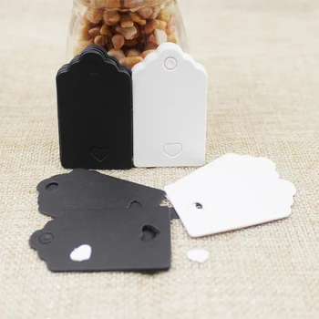 

200pcs 5*3cm Hollow Heart cut Scalloped white/black Paper Card / Blank Tag / Wedding Favour Gift Tag Price Labe