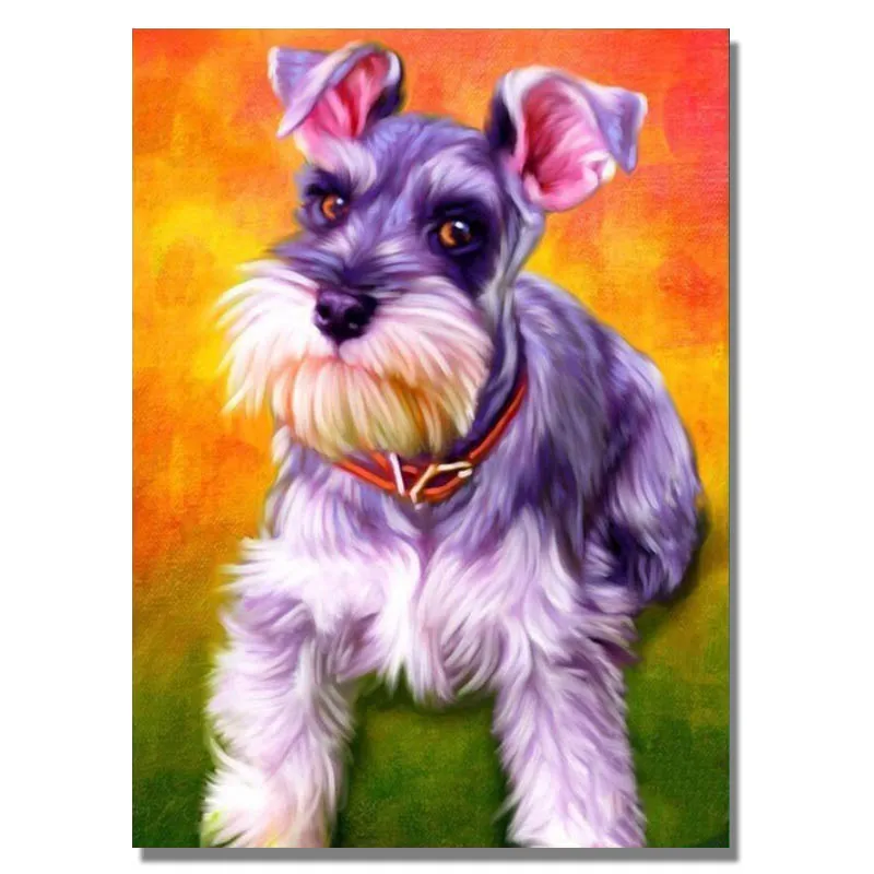 Алмазная 5d картина сделай сам полноформатная круглая Вышивка крестиком Шнауцер