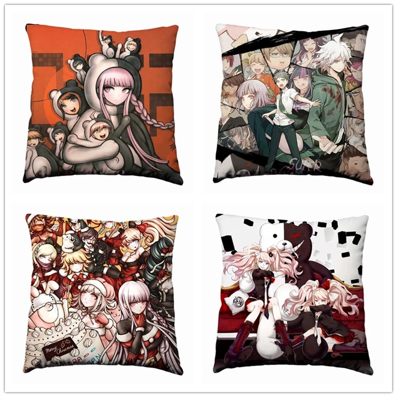 Аниме Манга DanganRonpa шелковая подушка чехол 40x40 см наволочка декоративная