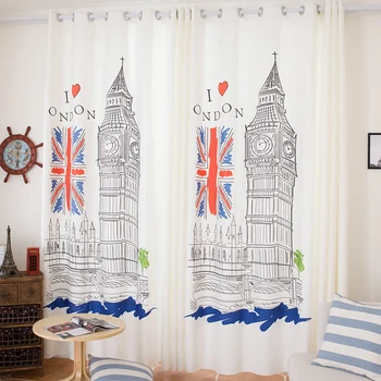 

Big Ben British King Wind Print Curtain Fashionable Individual Living Room Bedroom Curtain Customized