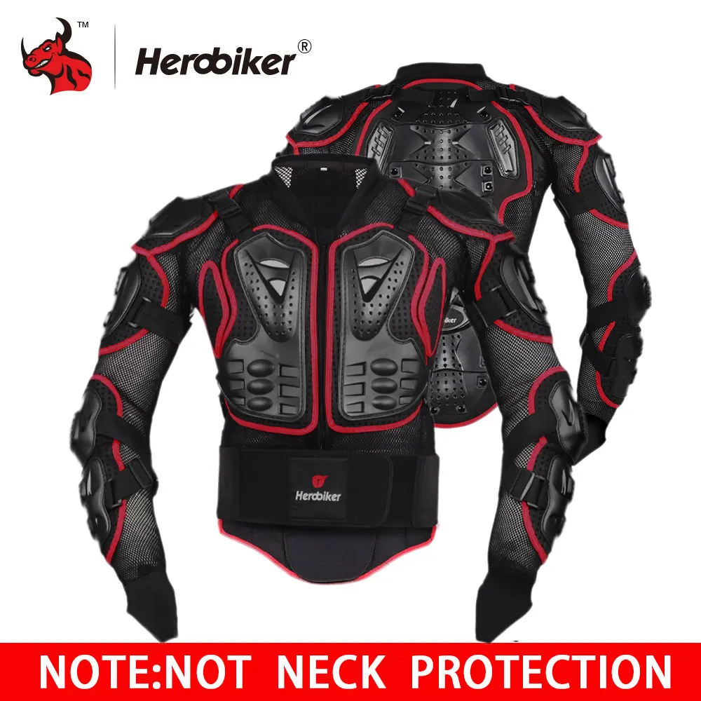 HEROBIKER мотоциклетная куртка защитная Экипировка для мотогонок+ Экипировка s Короткие штаны+ защита от колена+ мото перчатки - Цвет: R No neck protection