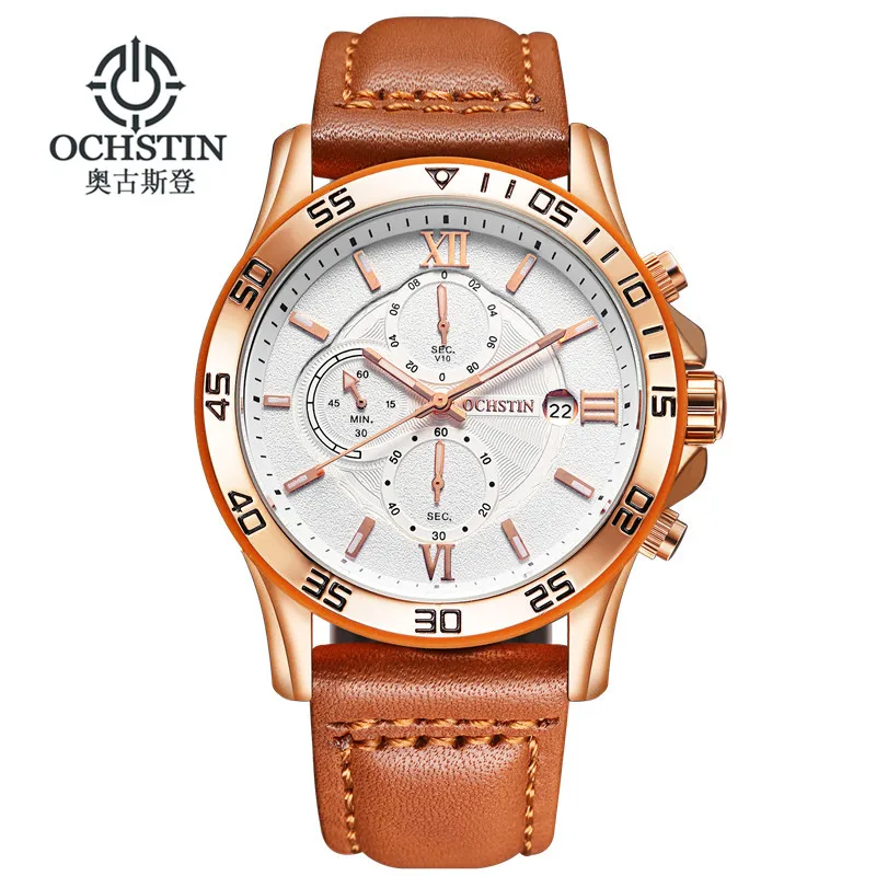 Relogio Masculino OCHSTIN Top Luxury Brand Men Sports Watches Men's Quartz Date Clock Man Leather A
