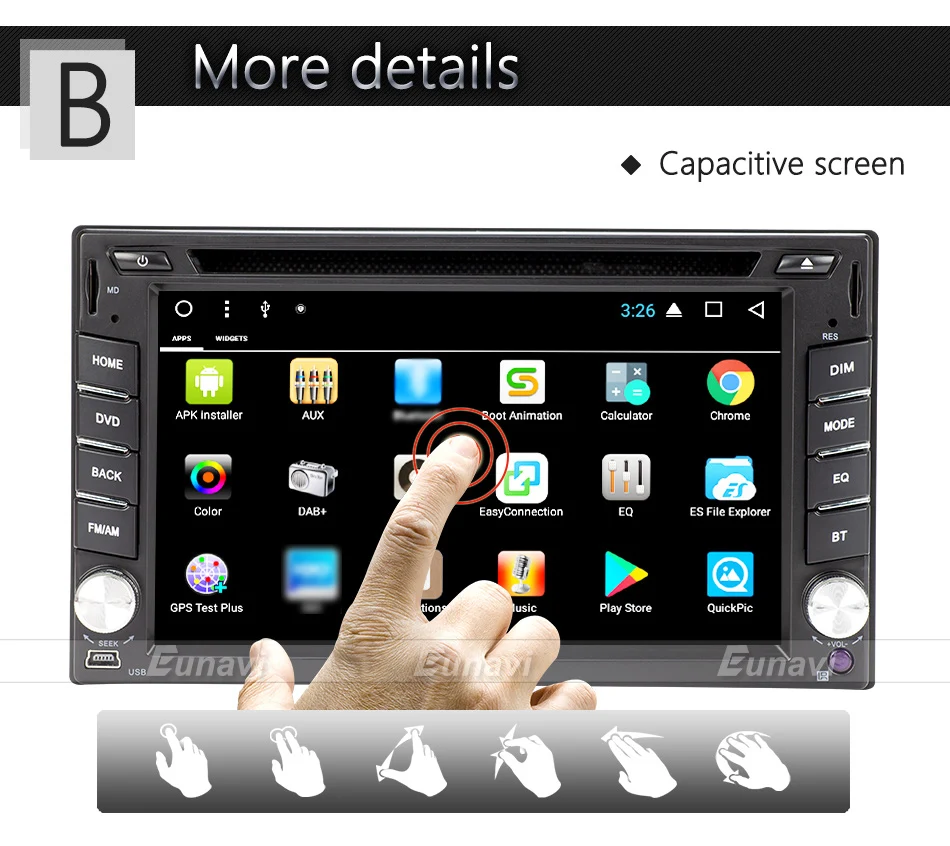 Top Eunavi 2 Din Android 8.1 TDA7851 Universal Car DVD Radio Multimedia Player Video Stereo GPS Navigation USB WIFI free camera BT 15