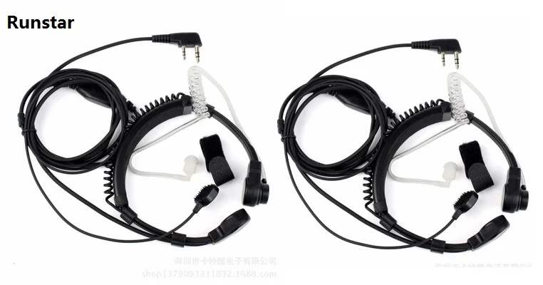 2pcs extendable Throat Mic Earpiece Headset Walkie Talkie BAOFENG UV 5R UV 82 Finger PPT speaker Microphone CB radio air tube