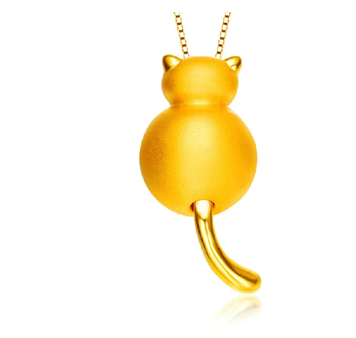 

August Authentic 24K Yellow Gold Cat Pendant 2.44g
