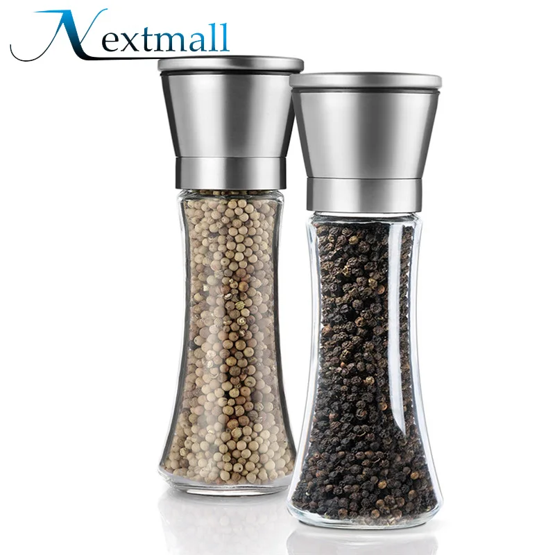 2pcs Stainless Steel Manual Salt Spice Pepper Grinder Corn Pea Bean